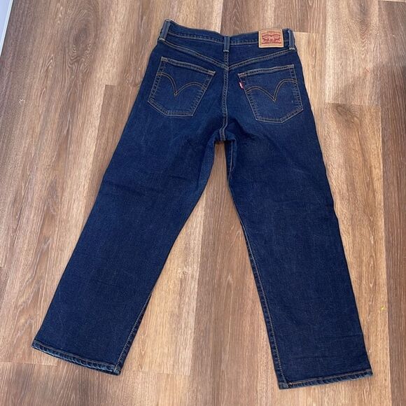 Levi's Ribcage Straight Ankle Distressed Dark Blue Jeans Sz 30 - Picture 2 of 16